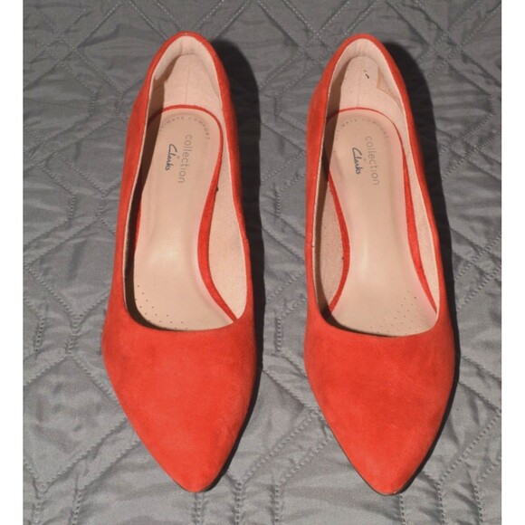 Clarks Collection Adriel Viola Red Suede Pumps Heels Size 6.5M Women 2" Heel - Picture 2 of 9